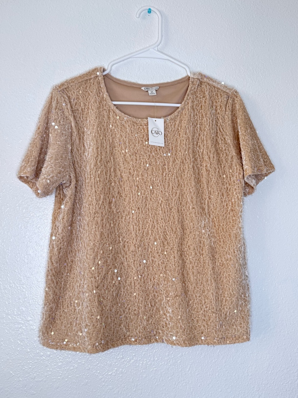 Cato NEW Shimmer All Over Sequins Crushed Velvet Party Cocktail Top Medium